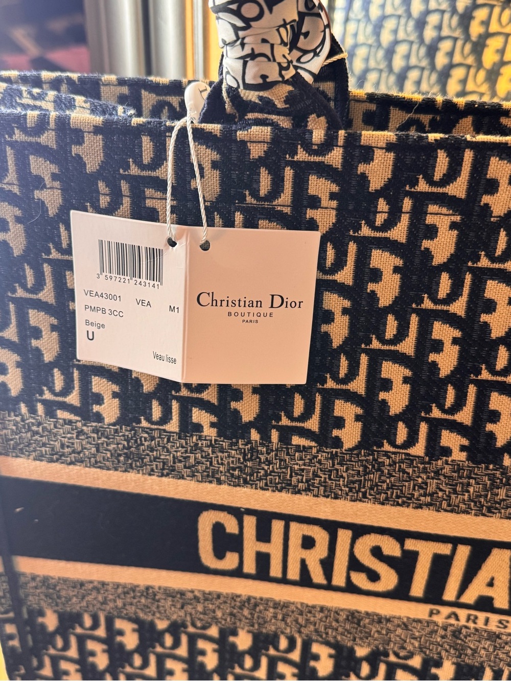 Navy & Beige Book Tote Bag - Picture 4 of 11